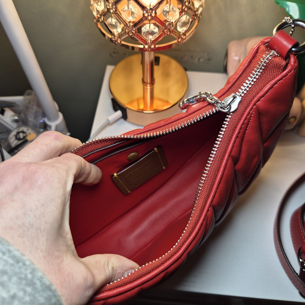 Coach Mira Red Quilted Leather Shoulder Bag NEW - Picture 7 of 16